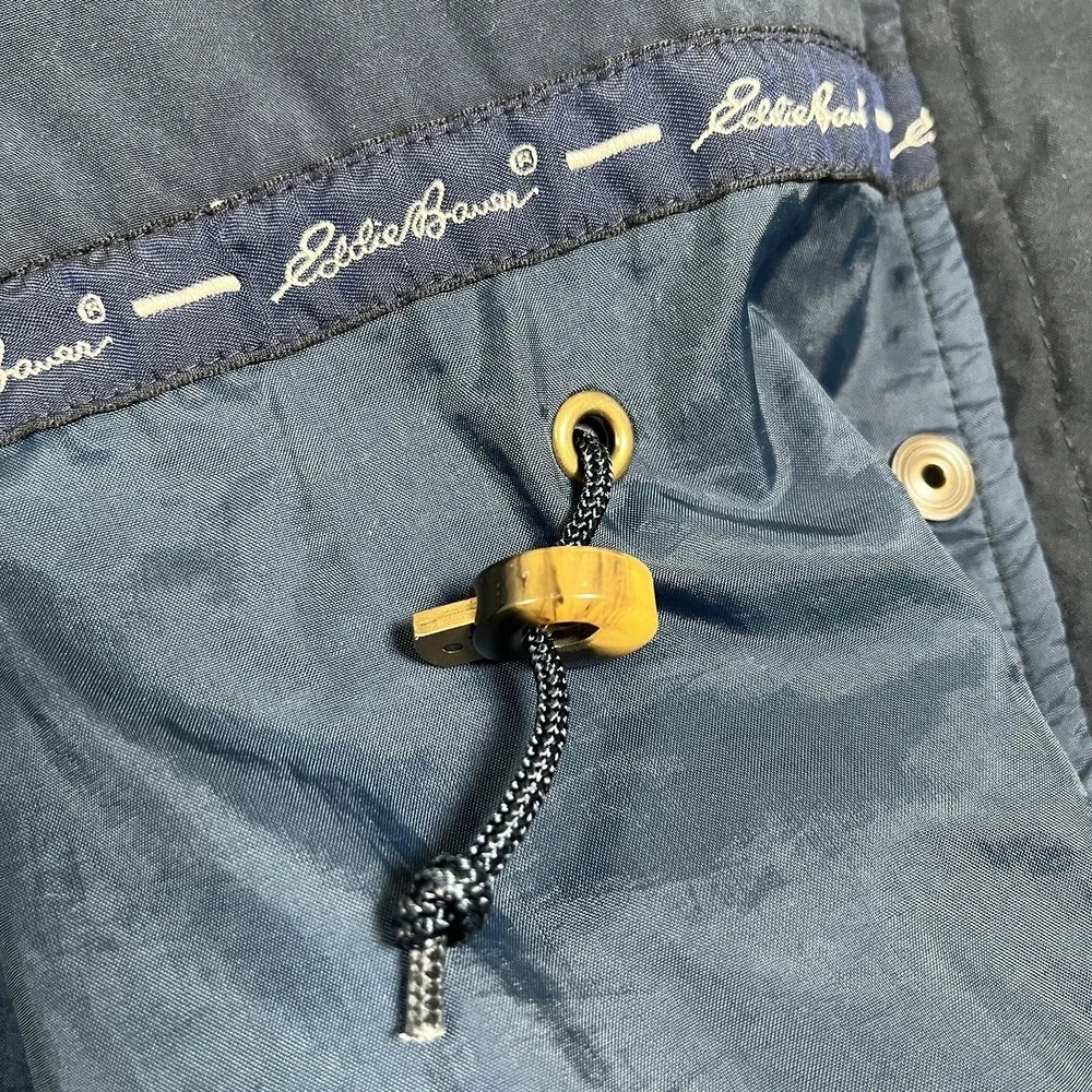 VTG Eddie Bauer Navy Blue Anorak Women's Small Hooded Jacket  Full Zip/Snap‎